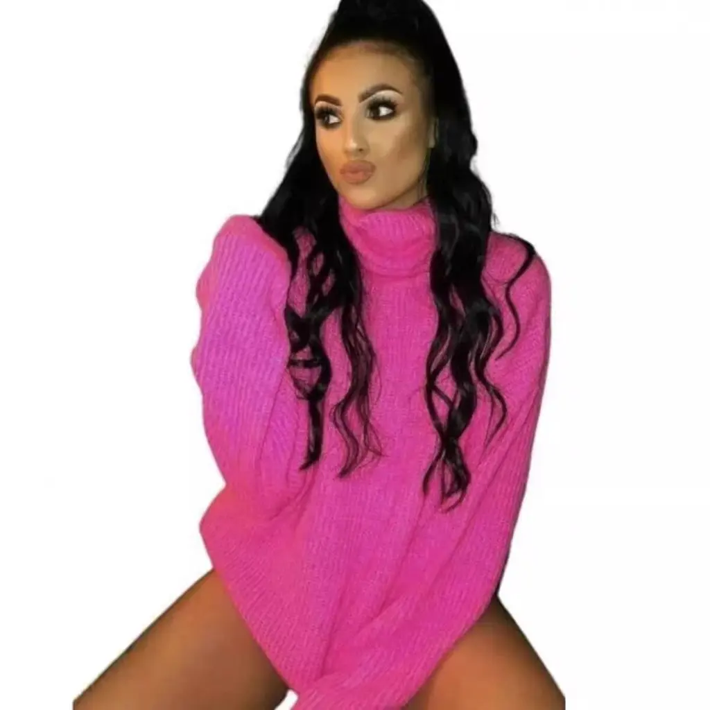 

Women's European And American Style Knitted Long-Sleeved Sweater Loose Knitwear Dress for Autumn Winter