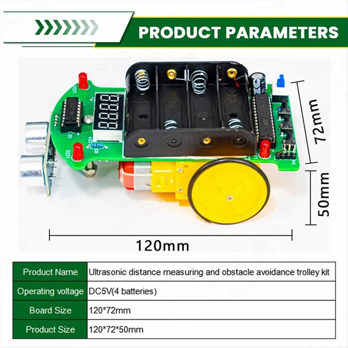 N82R Ultrasonic Ranging Obstacle Avoidance Kit Car DIY Electronic Kit Car Welding Practice DIY Kit