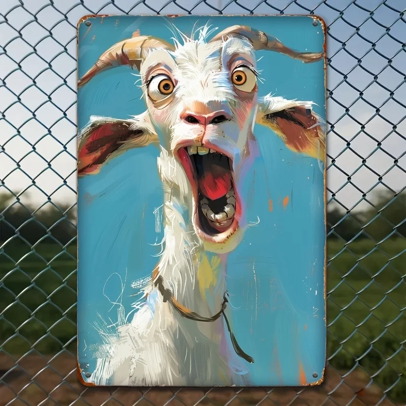 Goat Funny Expression Metal Wall Art Sign, Durable Wrought Iron Decoration,  Iron Material, Room Decor