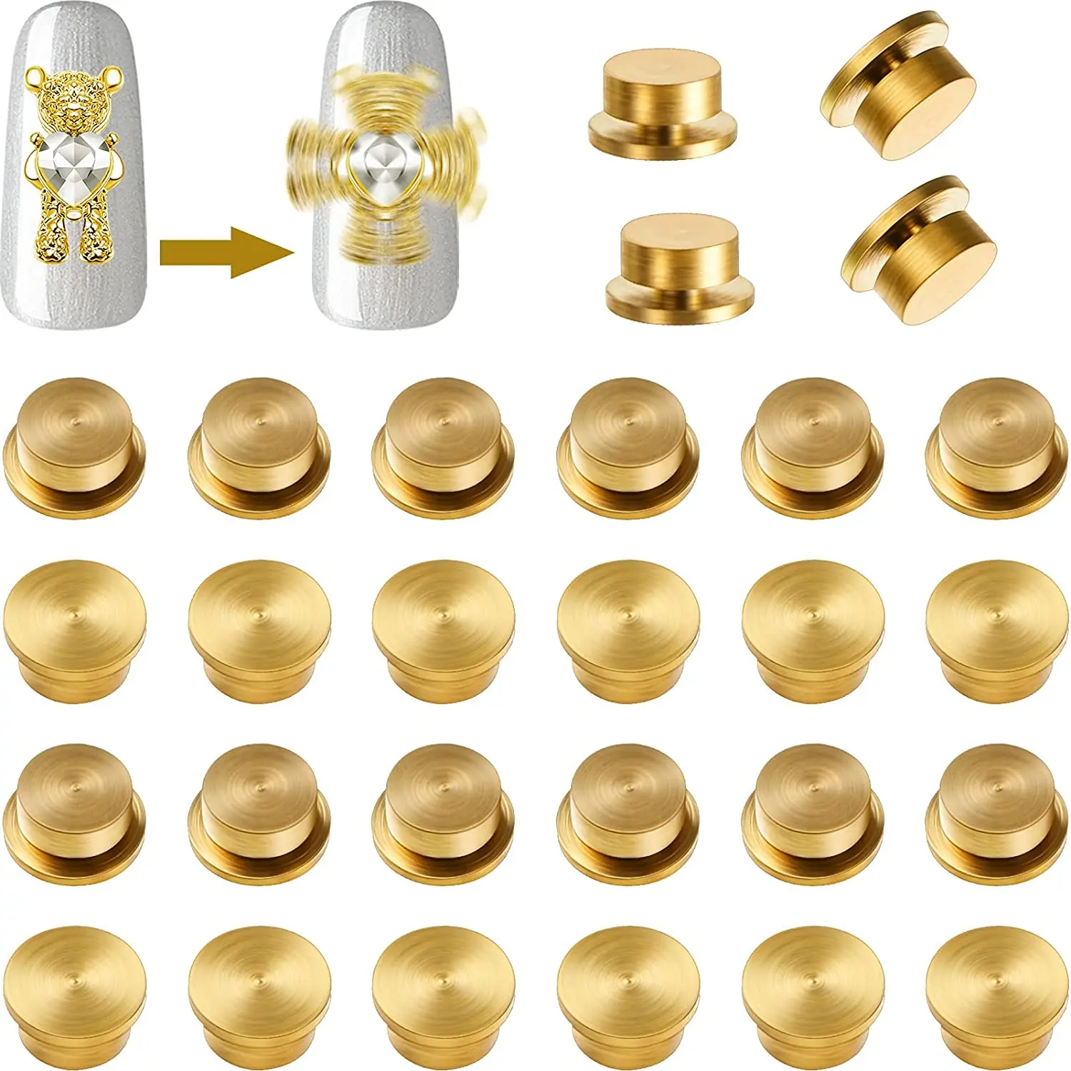 10 Pieces Spinning Nail Charms  3D Nail Art Rotating Charm Rotating Bearing Nail Art Tool Nail Rings Jewelry Rotating Nail Tools
