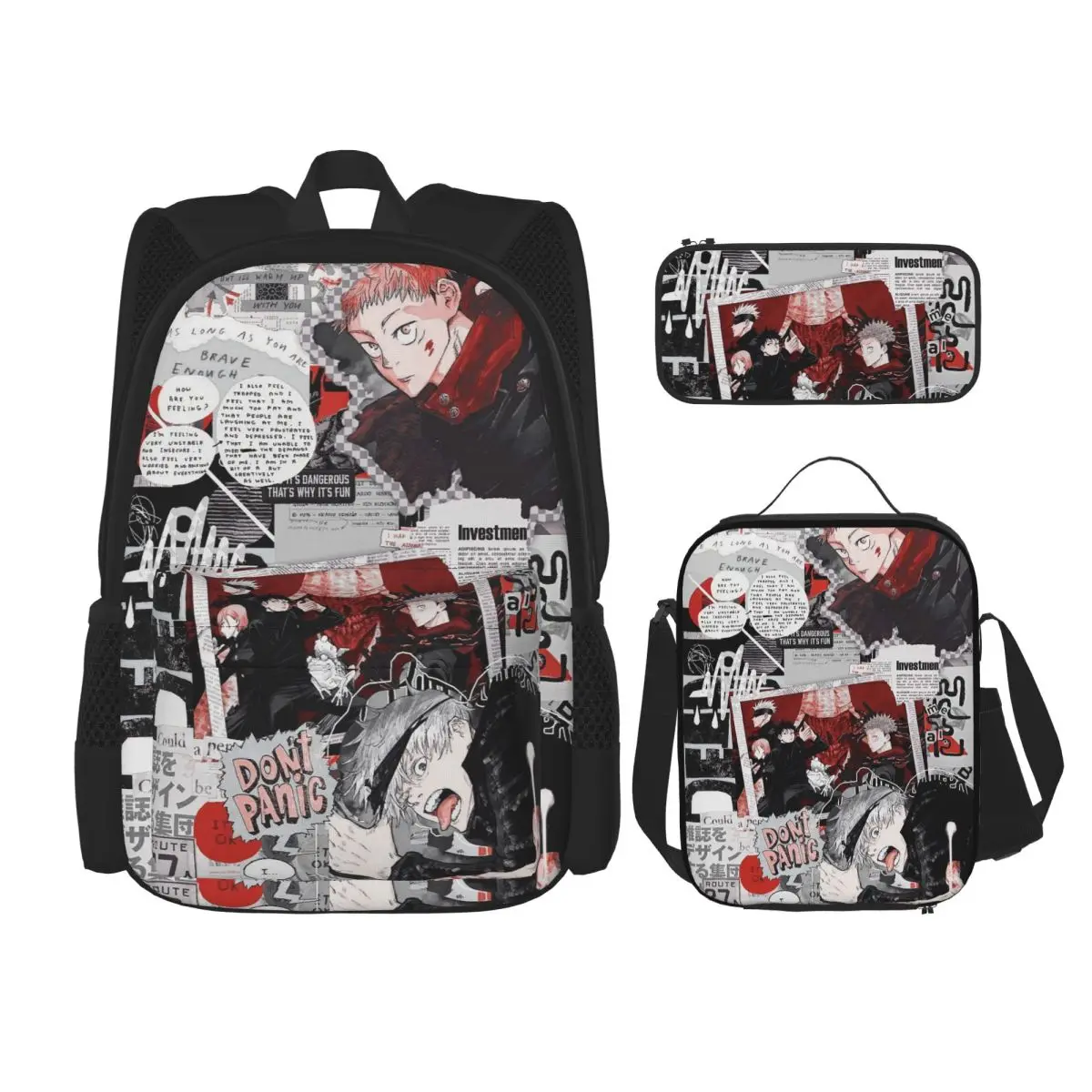 

3pecs/set Jujutsus Kaisens Anime Backpack for Student Itadori Yuuji Laptop Daypack Lunch bag Pencil Case