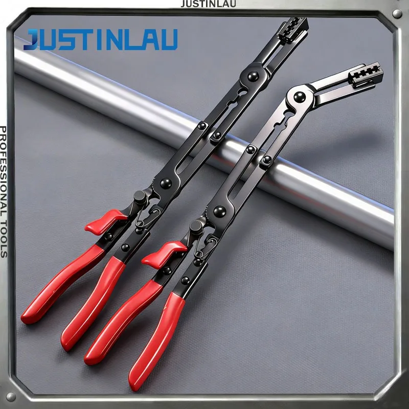 JUSTINLAU 1PC Automotive Water Pipe Clamp Disassembly Tube Bundle Pliers Extended Straight Bend Clamp Ring Toothed Throat Type