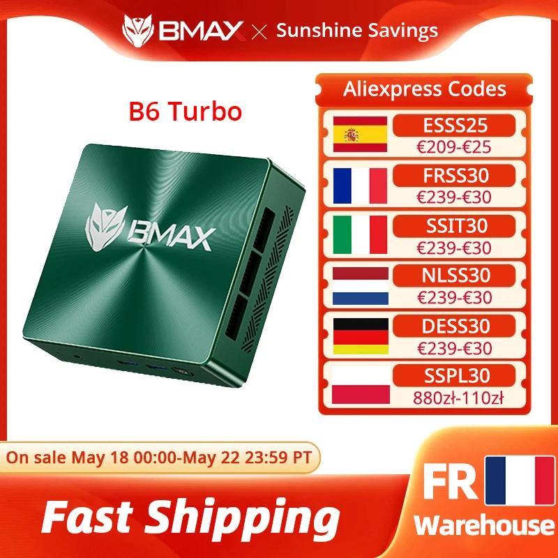 BMAX Mini Pc B6 Turbo Intel Core i5 8257U Windows 11 16GB RAM 512GB SSD HDMI USB DP Bluetooth WIFI Computer