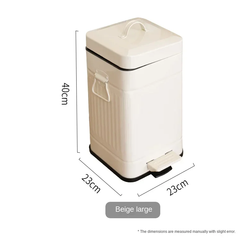 Square Vintage Trash Can - American Style Pedal Garbage Bin Large Capacity for Kitchen Living Room Bedroom Stylish Waste Bin