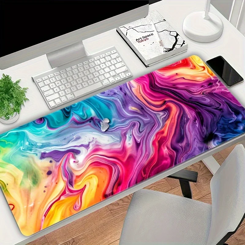 Vibrant Marble Flow Abstract Art Extra Large Mouse Pad Durable Rubber Non-Slip Gaming Mat for Office Home