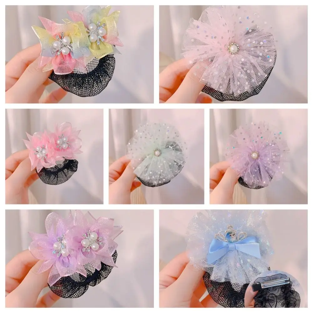 

Lovely Princess Snood Spring Clip Star Colorful Star Hair Nets Invisible Mesh Sequin Hair Nets Dance