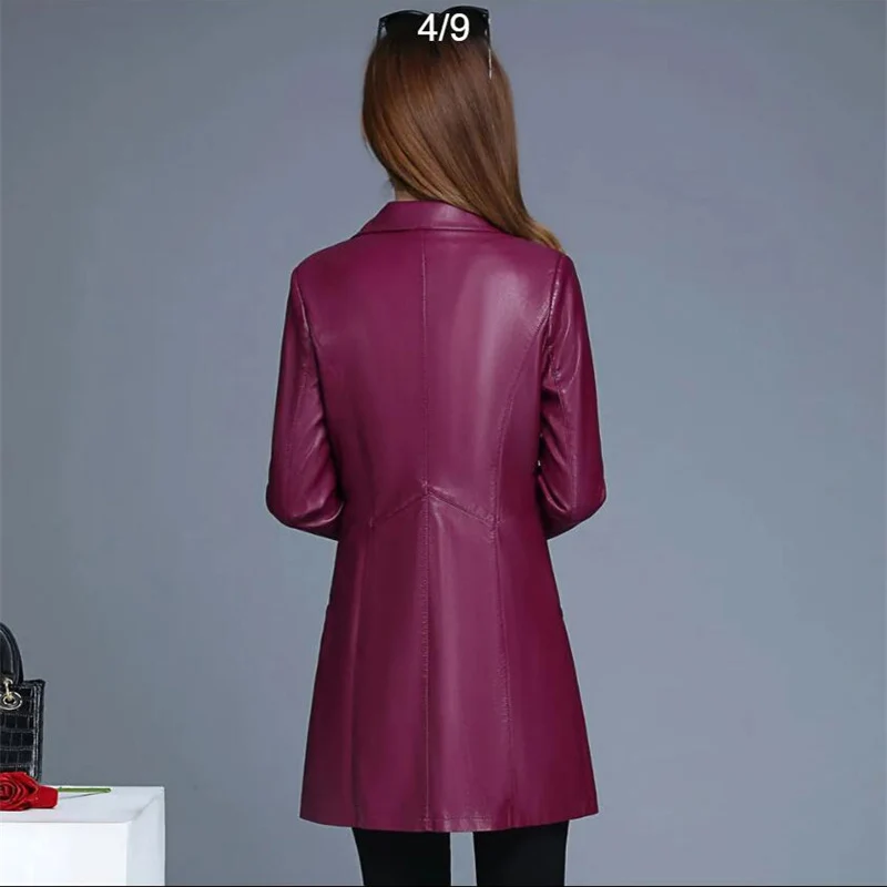 Chaqueta de cuero de longitud media para mujer, abrigo cortavientos de cuero PU, 6XL talla grande, moda de otoño e invierno, novedad de 2023