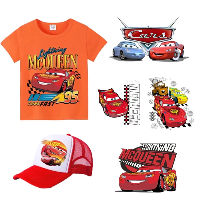 

New Lightning McQueen Heat Transfer Sticker Car Cartoon Anime for T Shirt Hat Clothes DIY Patches Iron on Transfer Applique Gift