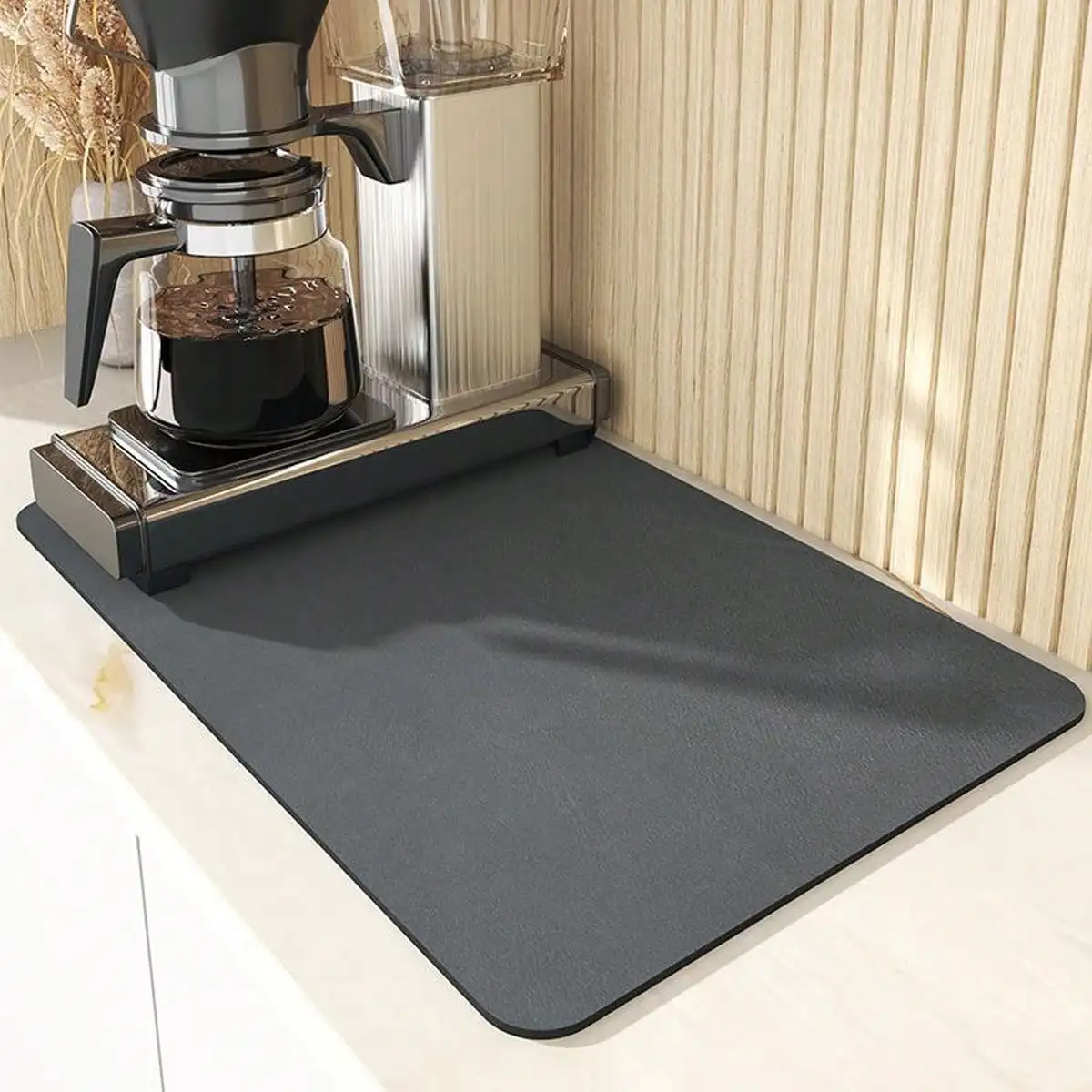 1 Küchen-Abtropfmatte, Saugfähige Kaffeematte, Geeignet für Kaffeemaschine, Kaffeekanne, Utensilien-Abtropfmatte