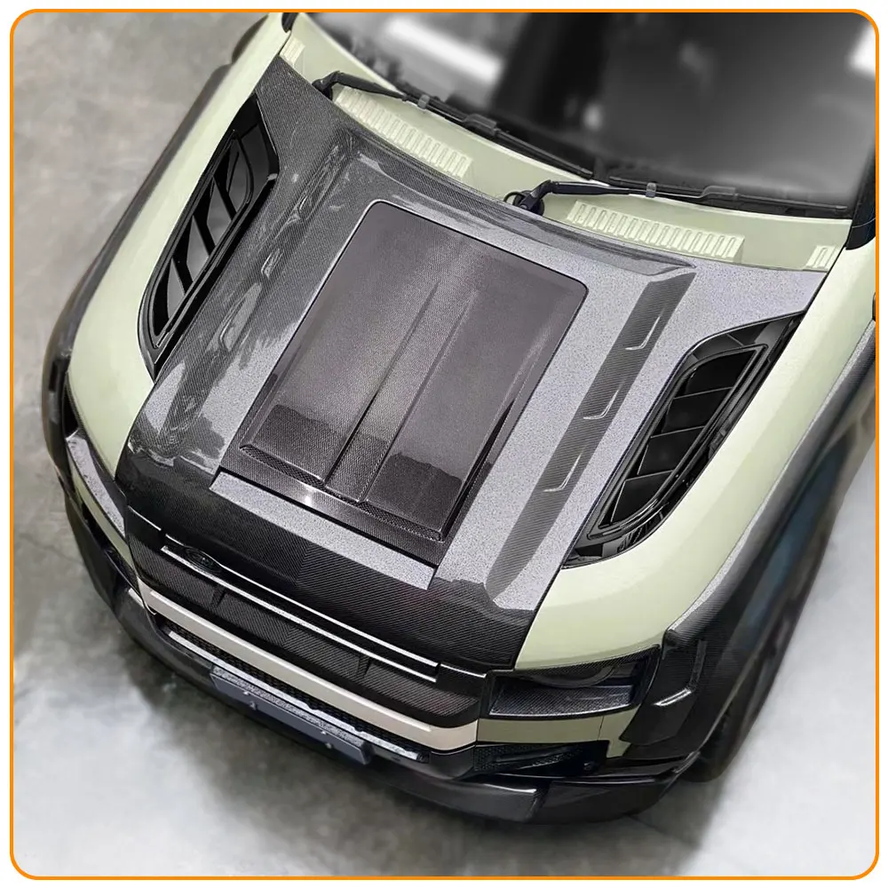 قطع غيار السيارات سيارة بونيه الجانبين لوحة الكسوة هود تنفيس يغطي لاند روفر المدافع 110 90 2023 2024