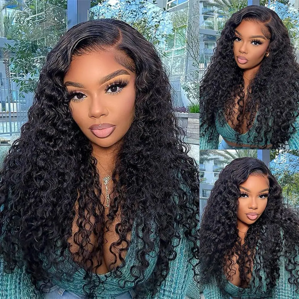 5x5 13x4 13x6 Transparent Lace Frontal Wigs Natural Color Human Hair Lace Front Wigs Pre Plucked 200% Density Deep Wave