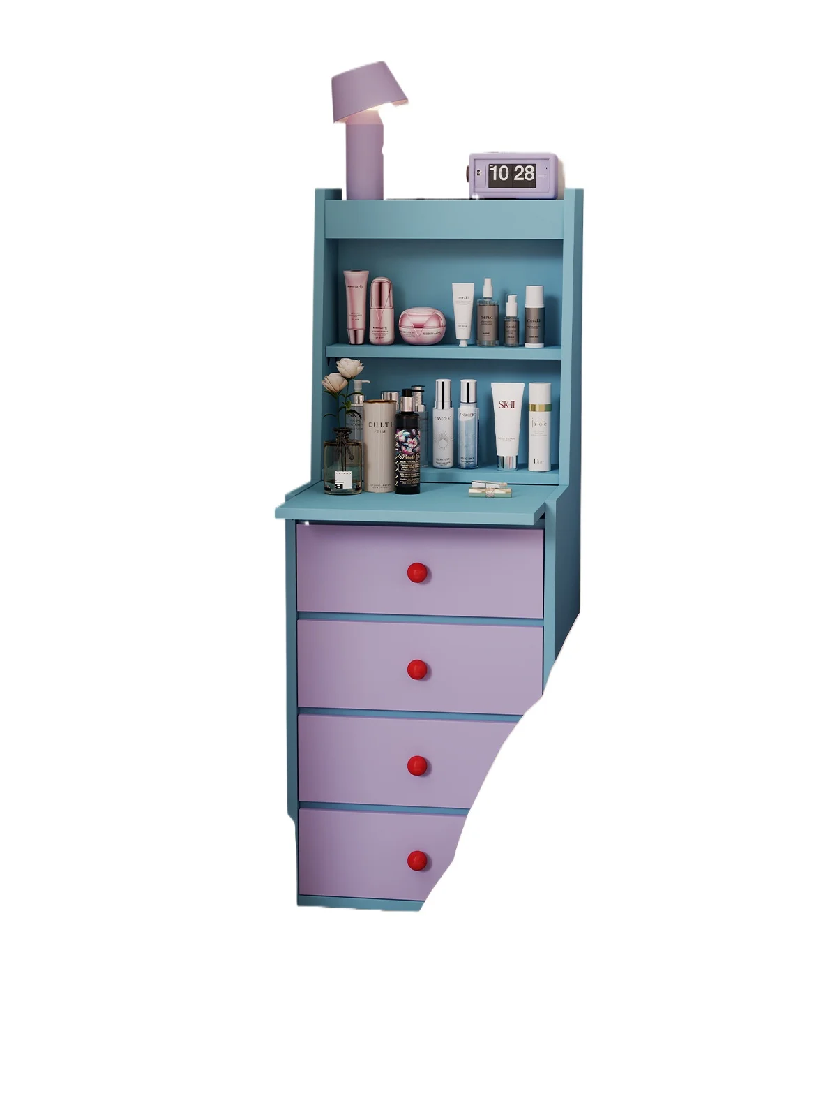 

Narrow side dresser, small color dressing table, master bedroom minimalist four-drawer storage cabinet, retractable dressing