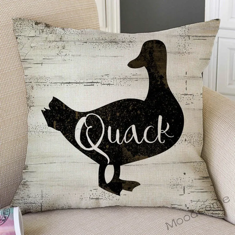 Vintage Farm Livestock Duck Rooster Sheep Duck Quack Neigh Sofa Throw Pillow Case European Cotton Linen Decorative Cushion Cover