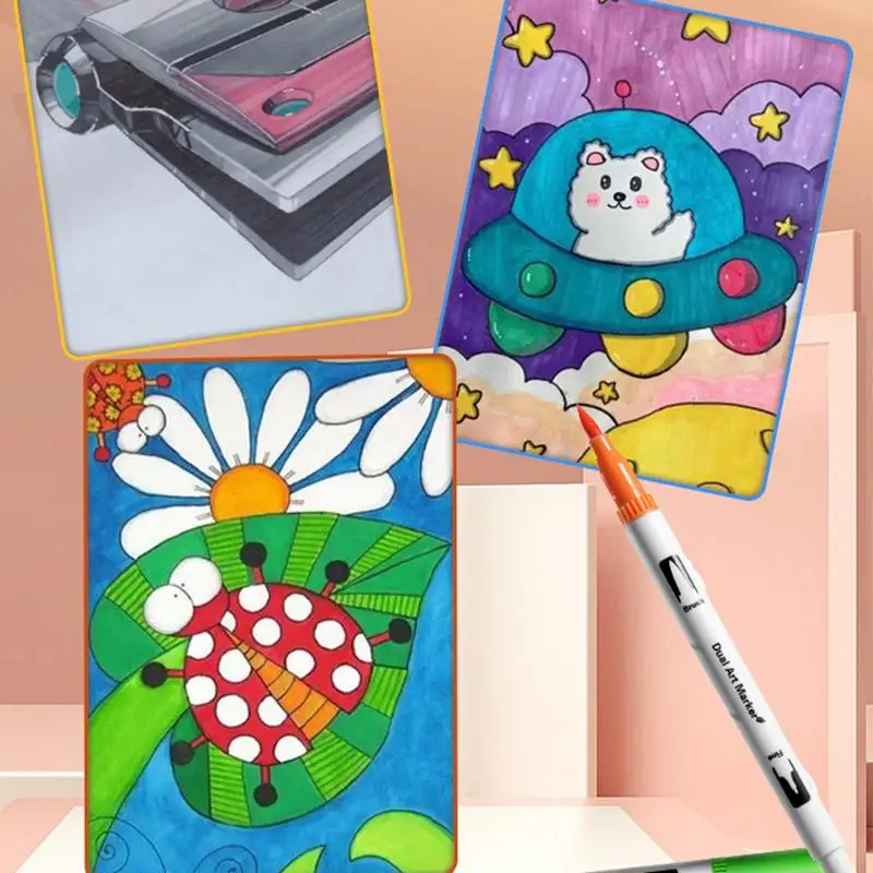 Washable Markers For Kids Washable Brush And Fineliner Marker Water Based Cards Drawing Craft Kit For Christmas Cards Drawing