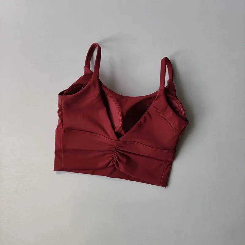 

Women's Upgrade V-Back All-In-One Sports Bra Beautiful Back Gathered Yoga Fitness Bra for Enhanced Support And Style