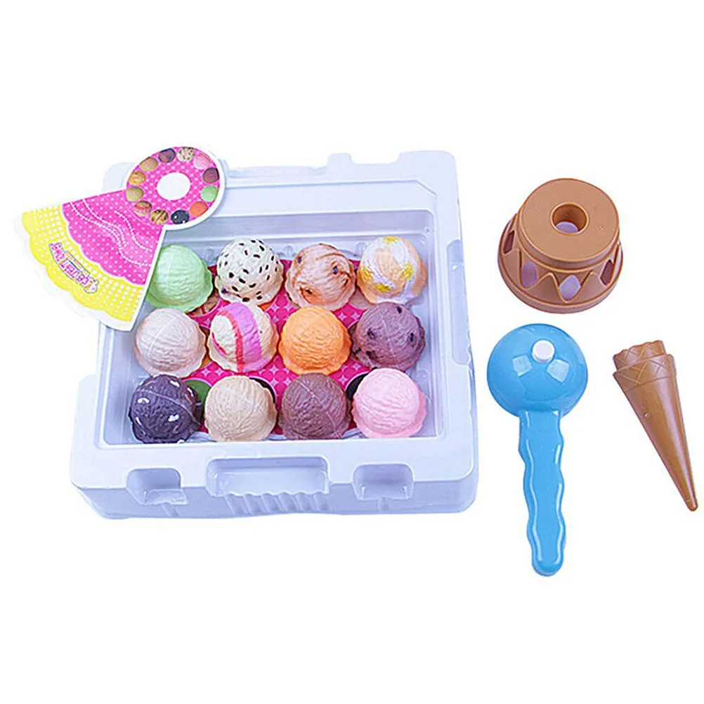 Ice Cream Cone Play Set Chocolate Base Stand Blue Shovel Interactive Educational Fun Gift for Children Room Decoration Hand Eye