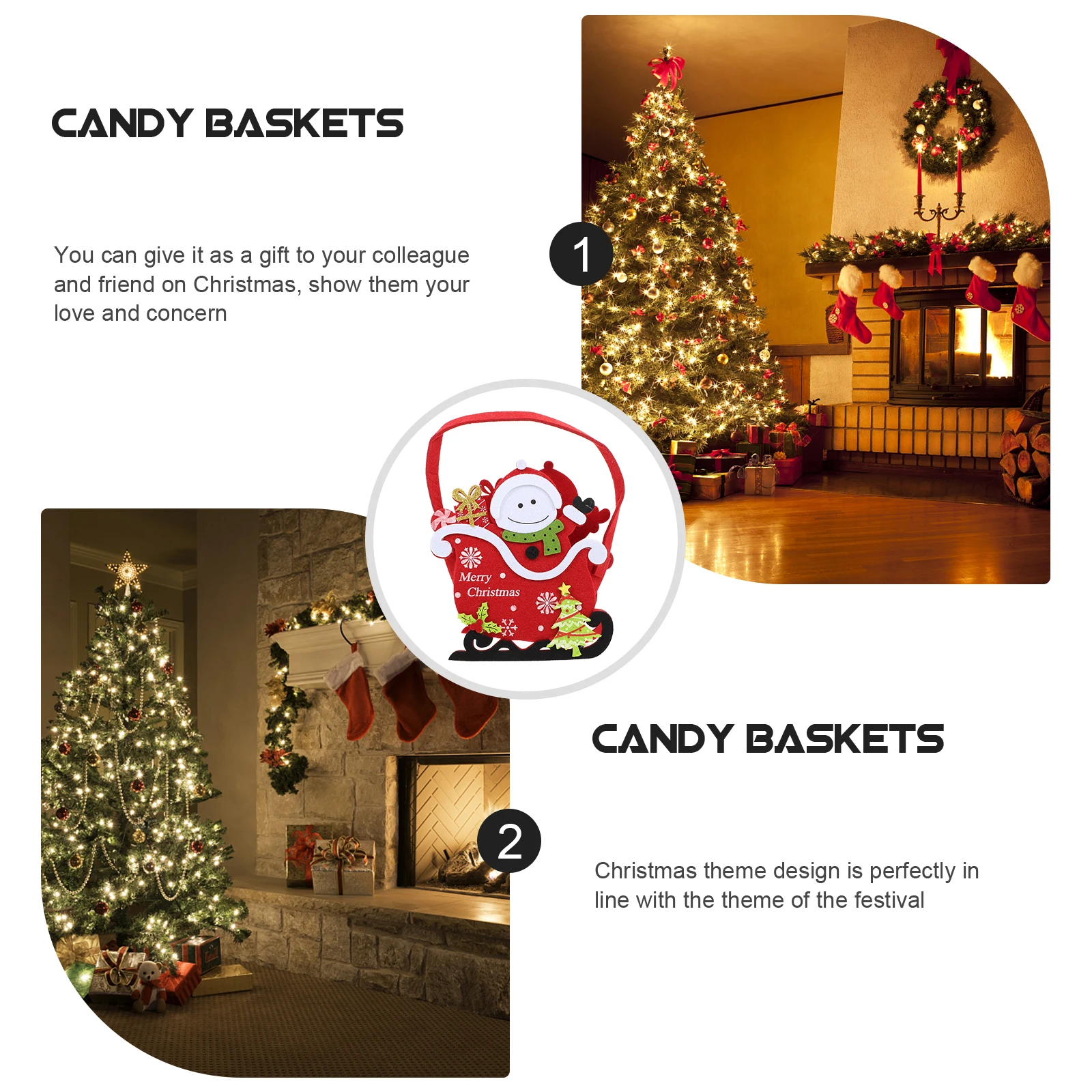 

Christmas Candy Basket Felt Xmas Gift Bag Decorate Party Decoration Lovely Storage