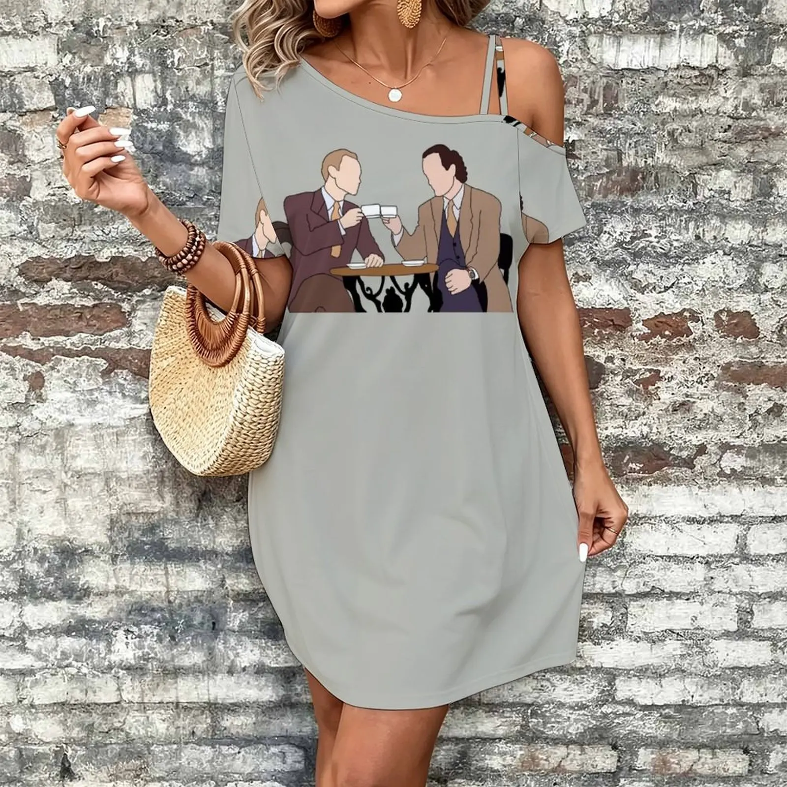 Vestido de manga corta con un solo tirante y diseño asimétrico en el hombro para mujer, de la marca Niles and Frasier.