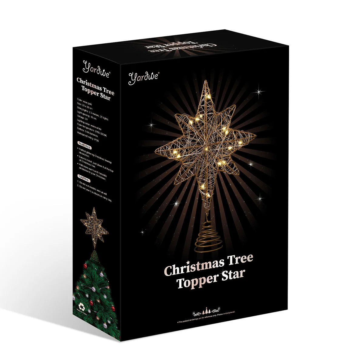 

Iron Tree Top Star Light up Topper Christmas Outdoor Decorations Holiday Metal Ornate Glitter