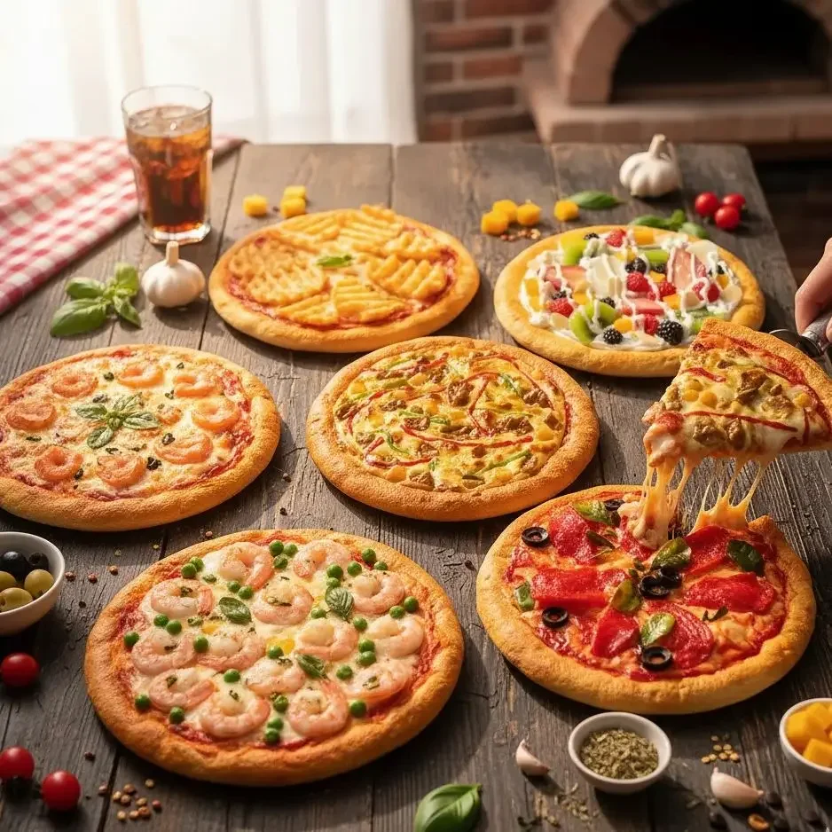 Modelo de pizza falsa realista | Accesorio de comida artificial para exhibición de restaurantes, decoración de cocina y fotografía | Conjunto personalizado de varios sabores