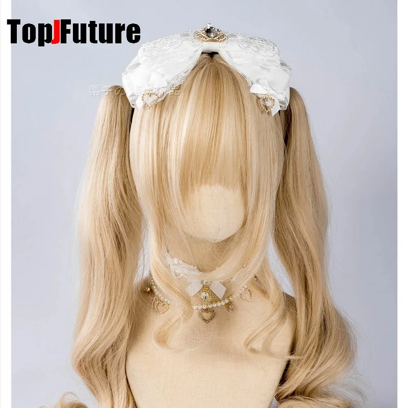 Gothic Y2K Lolita Harajuku Women's Japanese Hair Hoop Headband Ruffled Floral Lace Imitation Bow Hair Bands Hair Accessories