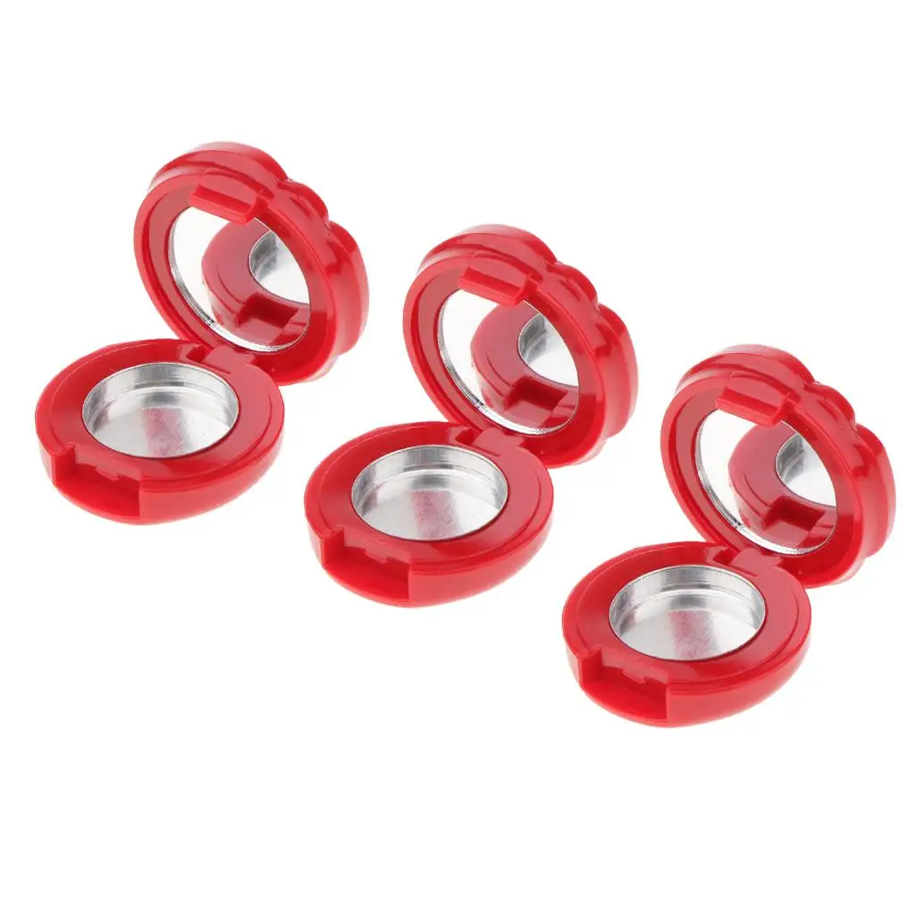 3 Stück leere rosa Hüllen roter Augenbrauen-Lippenstift-Rouge-Behälterpulver