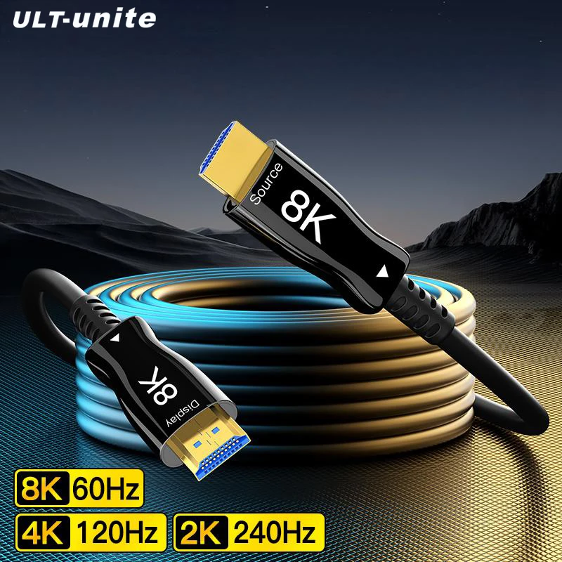 

Волоконно-оптический кабель HDMI, длинный кабель HDMI 2,1, 8K60 Гц, динамический HDR, кабель ARC HDTV для монитора HDTV, игрового ноутбука Xbox PS4/PS5