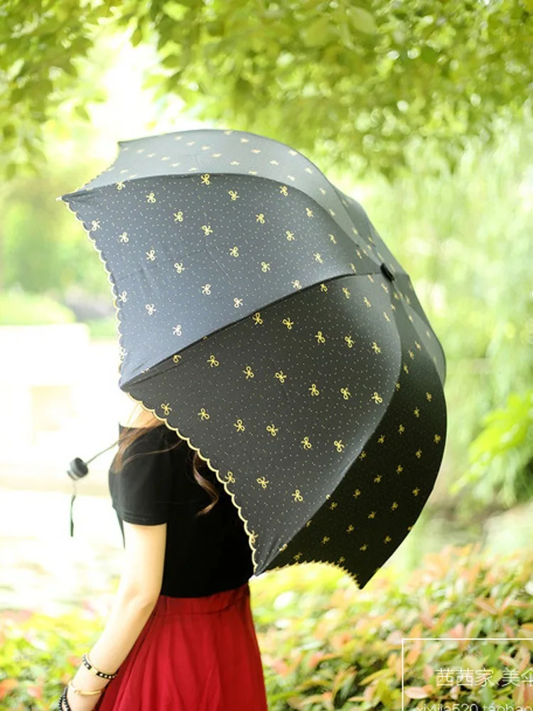 Deep Arched Sun And UV Protection Princess Umbrella With Vinyl Folding For Both Rain And Sunshine, Women's Sun Umbrellas