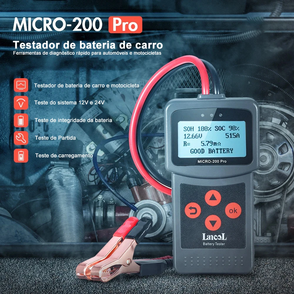 Lancol Micro200 Pro Car Battery Tester 12V 40-2000CCA Lead Acid Battery Analyzer Cranking Test Charging Test Diagnostic Tool