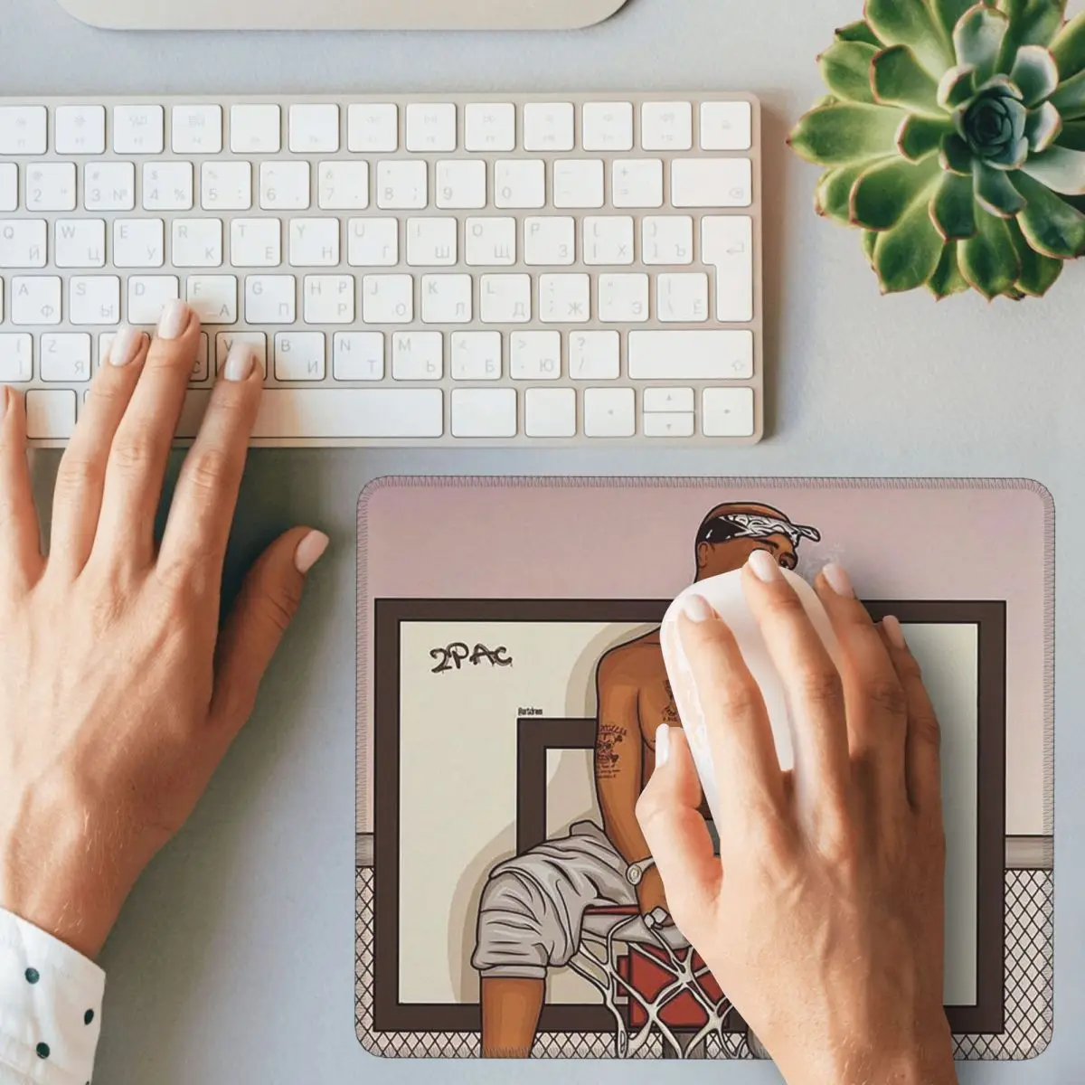 래퍼 투팍 2PAC 힙합 마우스 패드 컴퓨터 키보드 마우스 매트 게이머 PC 데스크 매트 사무용품 테이블 매트