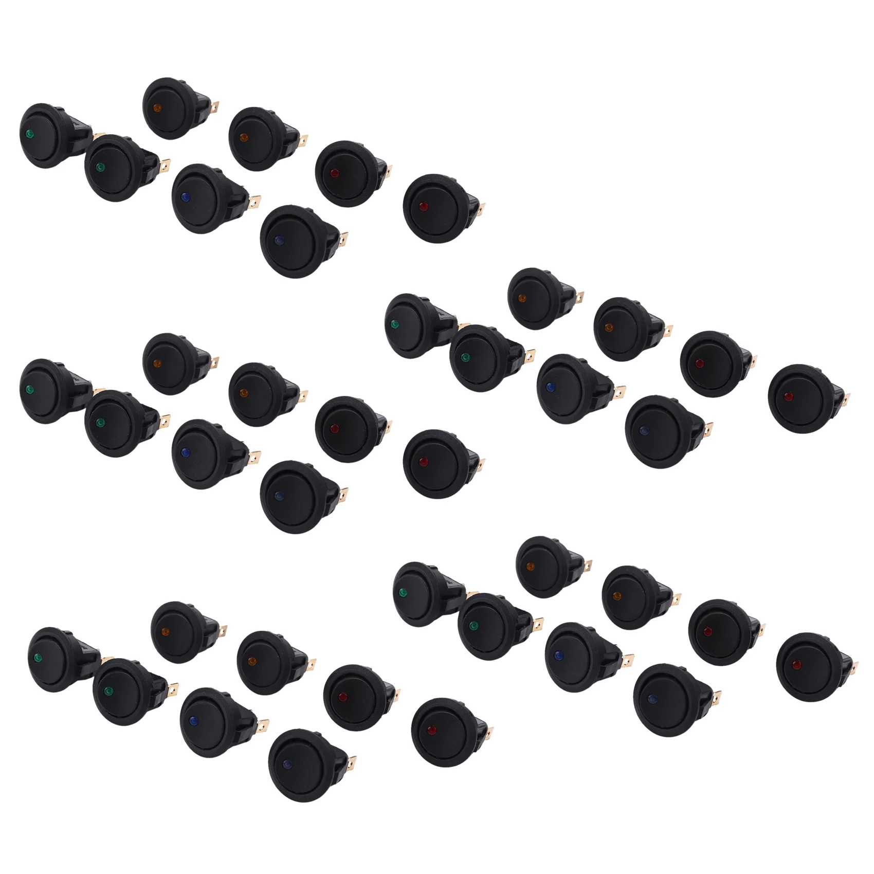 B50B-40PCS LED Dot Licht 12V Auto Auto Boot Runde Rocker ON/OFF TOGGLE SPST SCHALTER