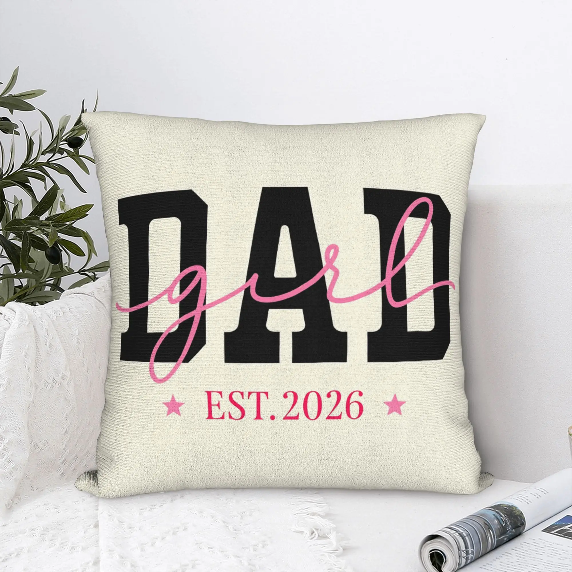 Father Day Dad Est 2026 Papa Pillow Case  Vintage Pillow Cover Square Pillowcases For Sofa Car Home Decor