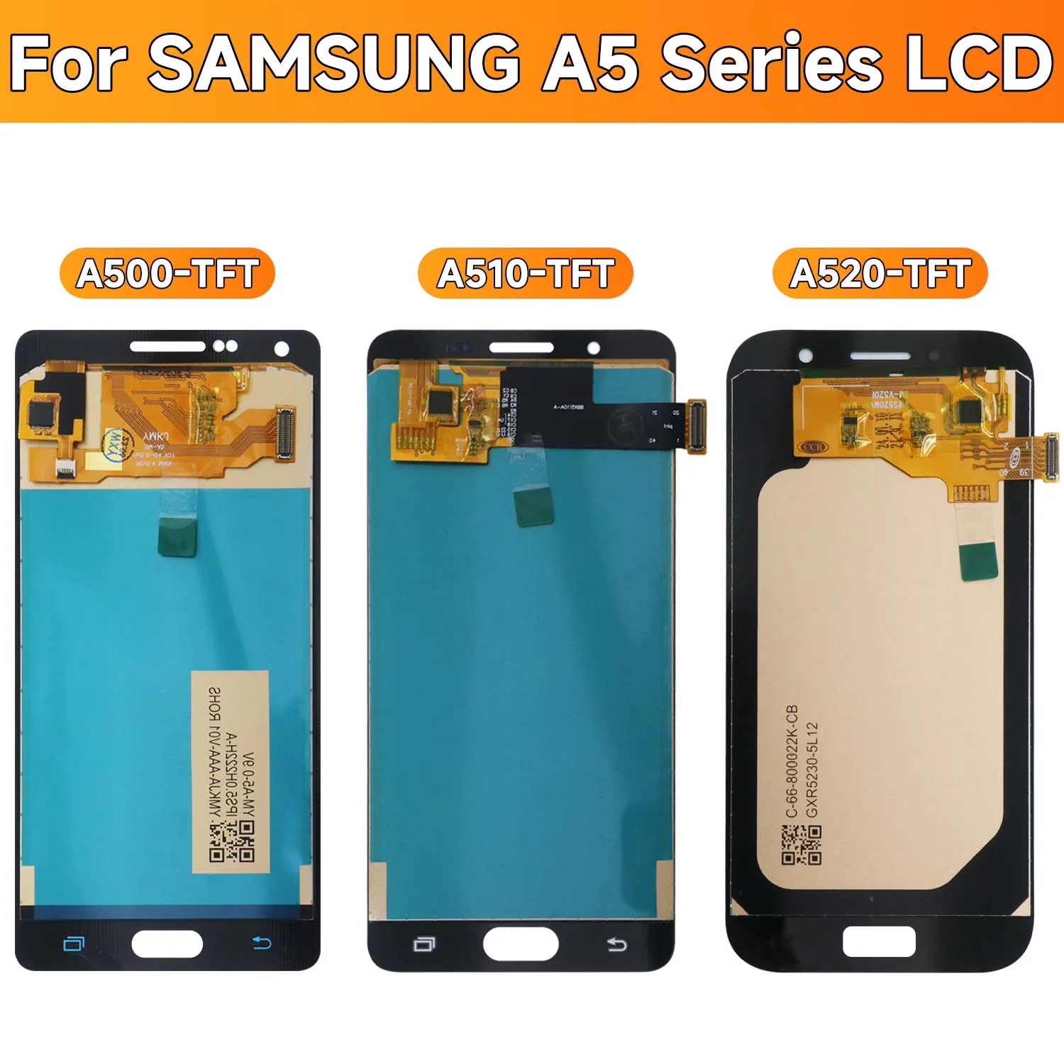 A5 2015 2016 2017 5.2\'\'For Samsung 5.0\'\'For Ori A500 A510 A520 LCD Display Touch Screen Digitizer Assembly Replacement