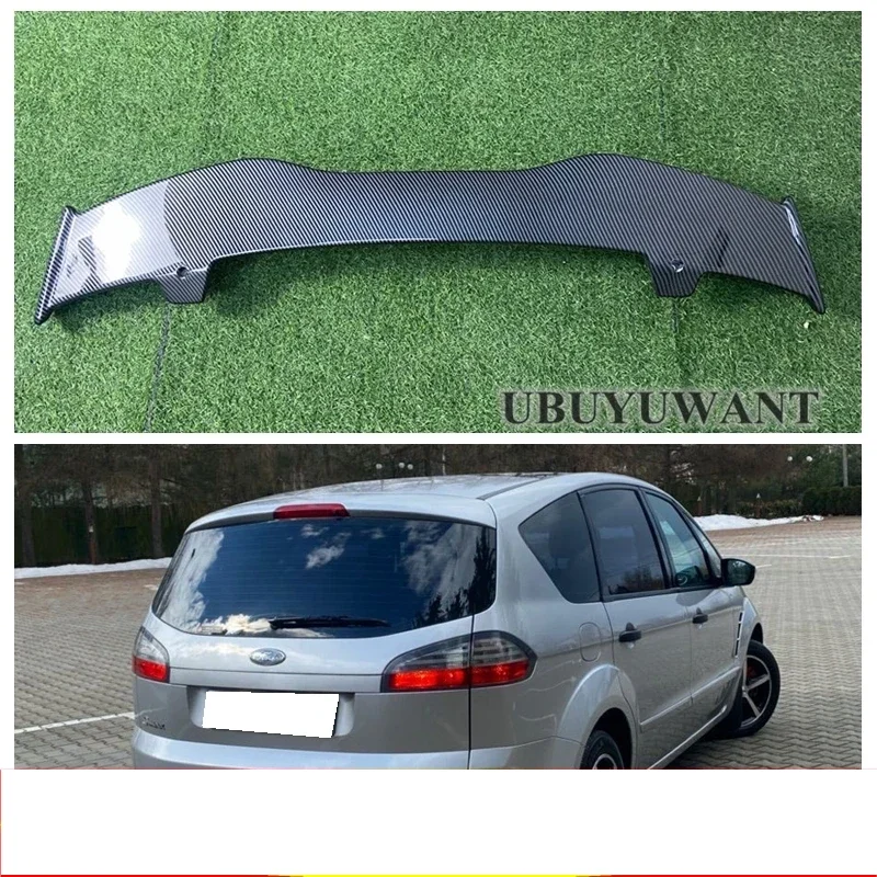 UBUYUWANT Spoiler For Ford S-MAX 2006-2015 ABS Plastic Carbon Color Hatchback Universal Roof Rear Wing Body Kit Car Accessories