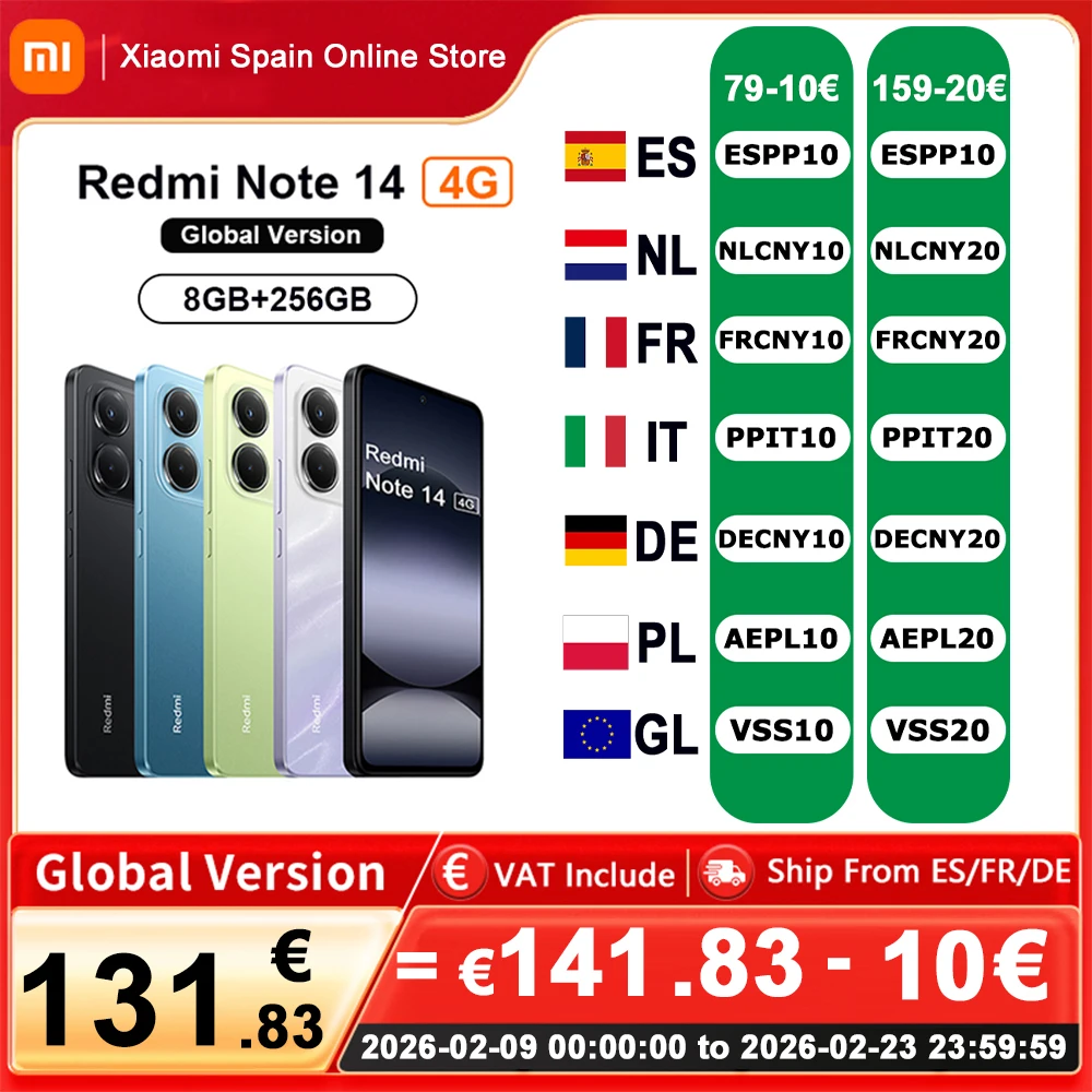 Xiaomi-Smartphone Redmi Note 14, versión Global, 4G, Helio G99-Ultra MTK, cámara de 108MP, Pantalla AMOLED de 6,67 pulgadas, batería de 5500mAh, NFC