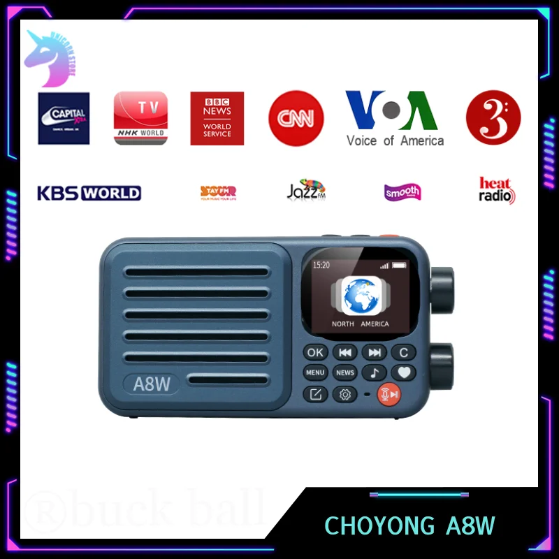 CHOYONG A8W Portable Internet Radio Single Band Radio 4G&Wi-Fi Connection Speaker Multi-Scene Voice Custom Control Radios Gifts