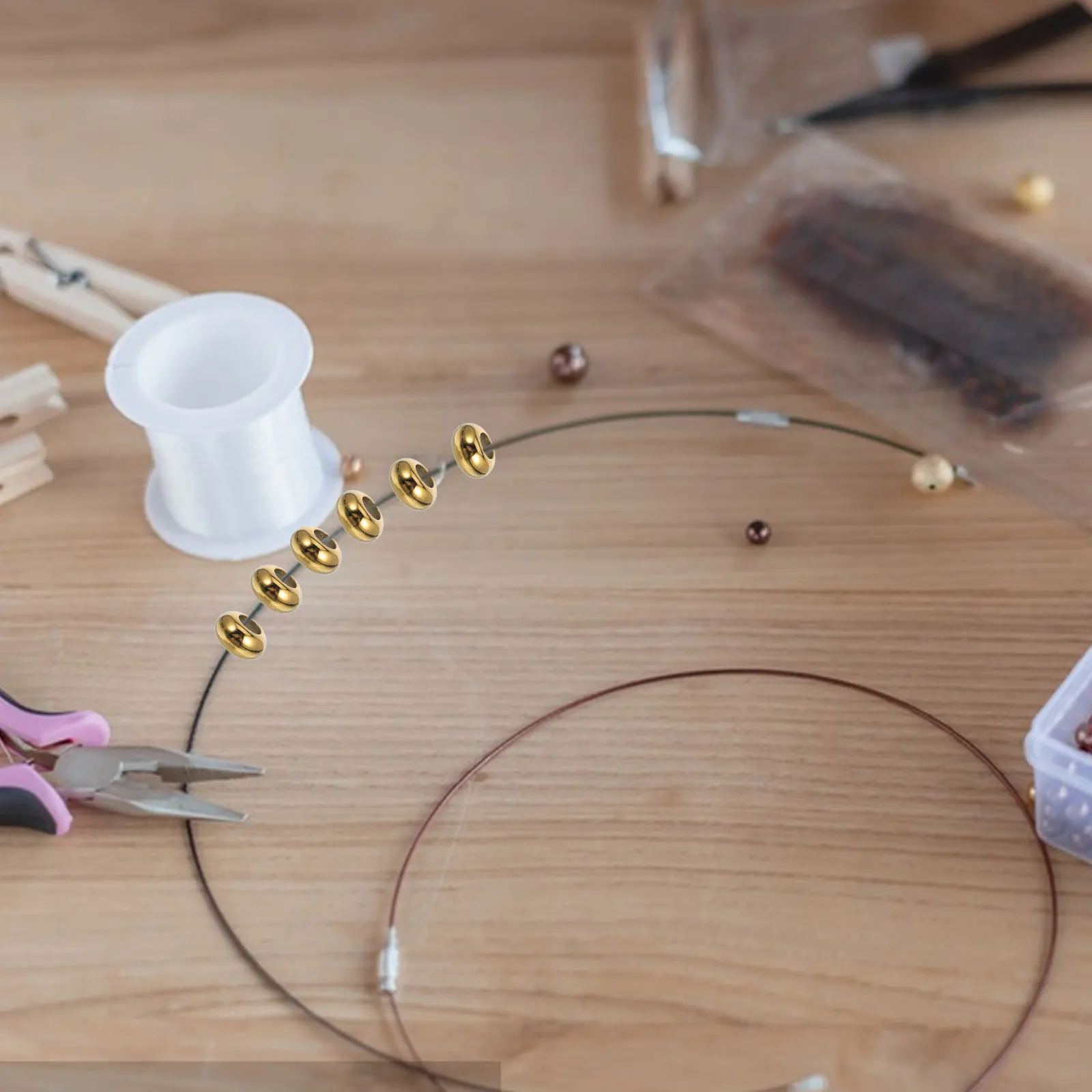 

10Pcs Stainless Steel Rubber Stopper Spacer Beads Slide Positioning Beads for Bracelets Making Jewelry DIY Craft Accessories