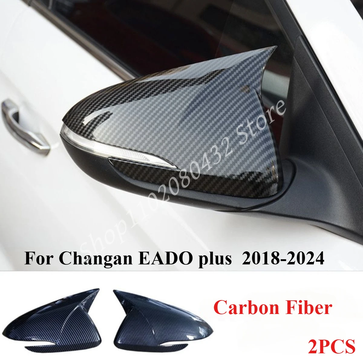 For Changan EADO plus Accessories 2018-2024 Carbon Black Car Side Door Mirror Frame Rear View Mirror Cover Decor Anti Scratch