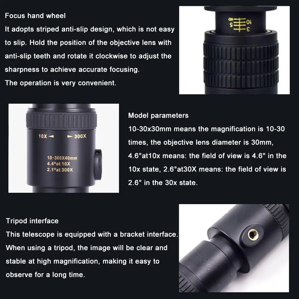 10-300X Zoom Metal HD Powerful Binoculars Long Range Quality Portable Professional Telescope Monocular For Hunting U2Y9