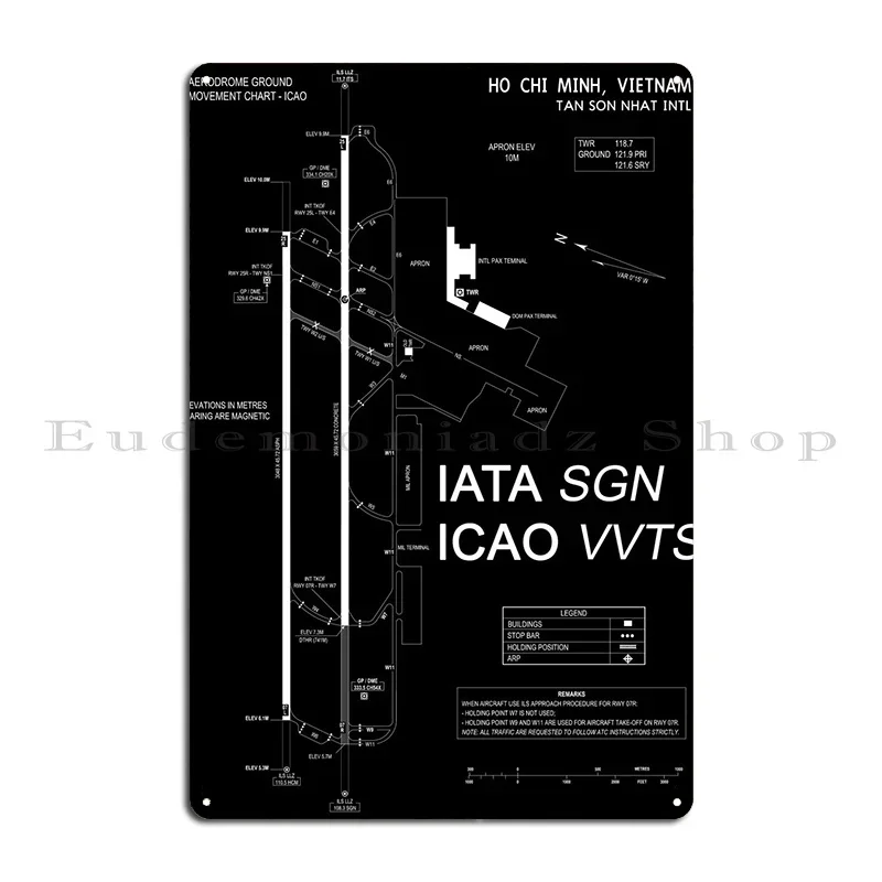 Ho Chi Minh Airport Vvts Metal Sign Design Wall Mural Decoration Create Decoration Tin Sign Poster