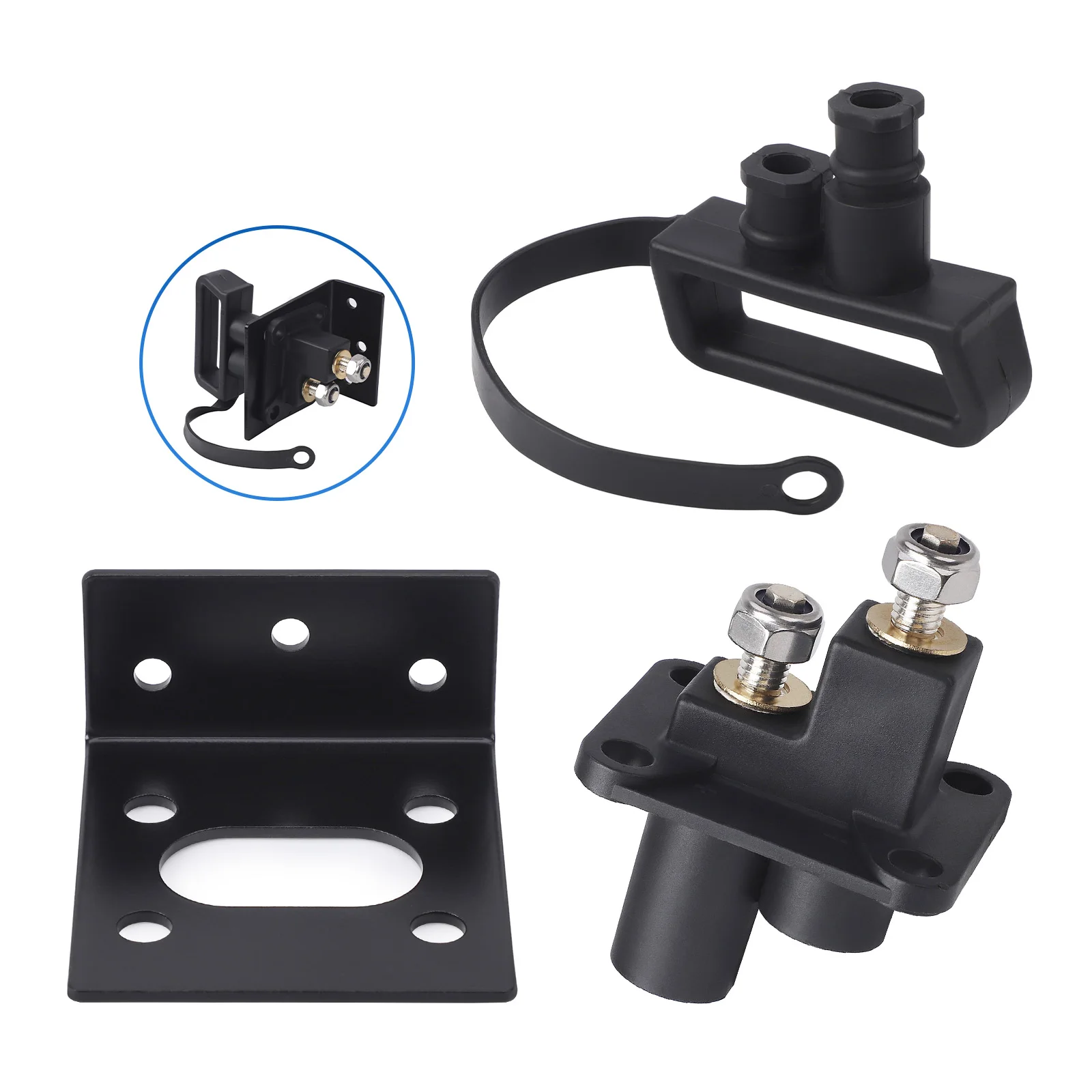 

New Black ABS Rubber Plastic Remote Jump Start Terminal Kit with Bracket & Cap For Hella Emergency Start Plug 8HG 177 305-031