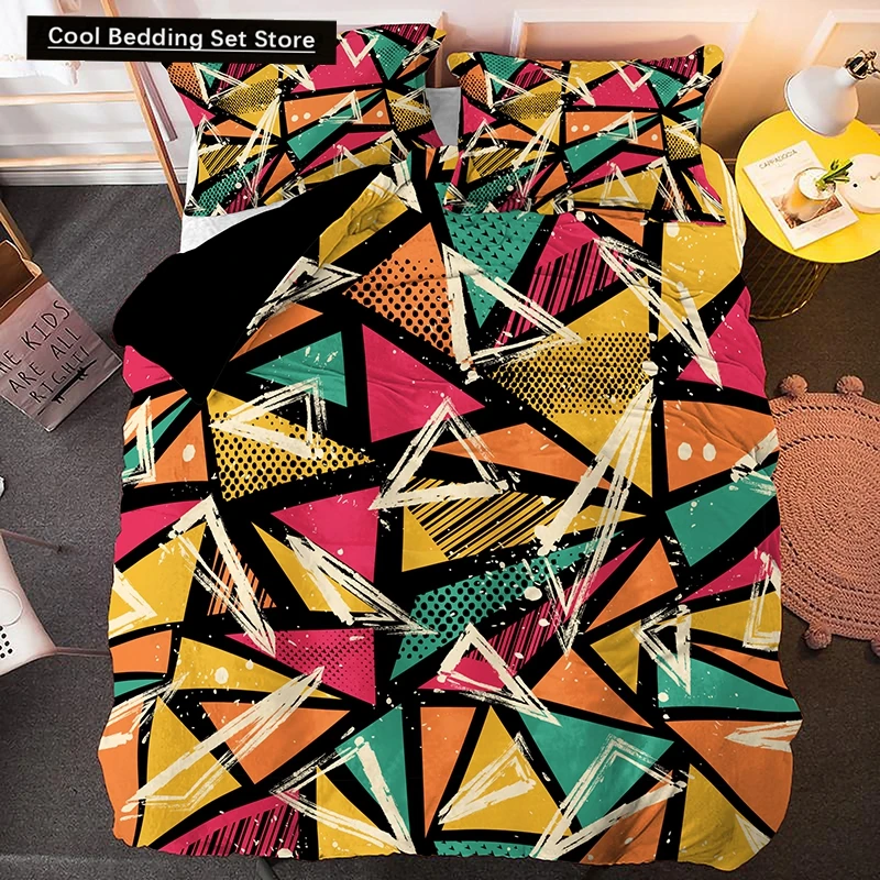 Irregular Geometry King Queen Duvet Cover Bohemian Style Bedding Set for Kid Teens Adult Modern Art 2/3pcs Polyester Quilt Cover