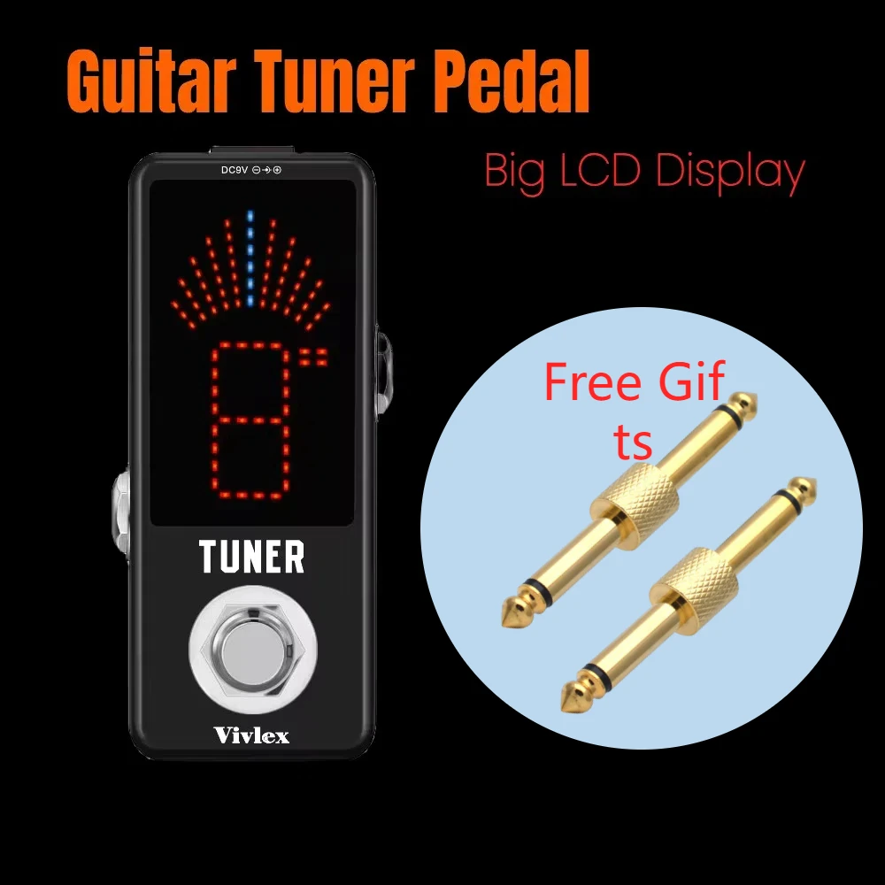 

VIVLEX Mini Chromatic Guitar Tuner High Precision Guitarra Pedal Effect Bypass LCD Display Pedal for Guitar Accessories Bass