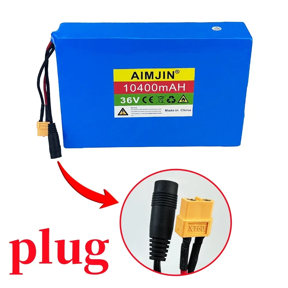 36V 10S4P 10400mAh Lithium-ion Battery Pack High Quality with BMS for Electric Bicycle Scooter Battery Replacement+42V Charger