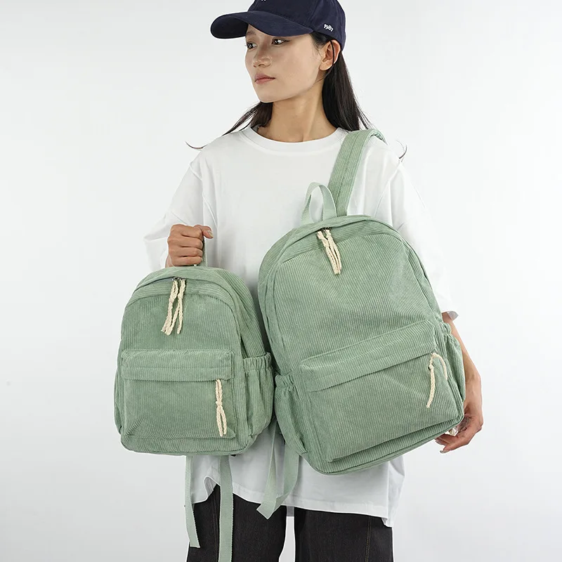 Custom Schoolbag 2026 New Fashion Corduroy Smooth Zipper Personalized Unique Name Large Capacity Travel Backpack Hiking Rucksack
