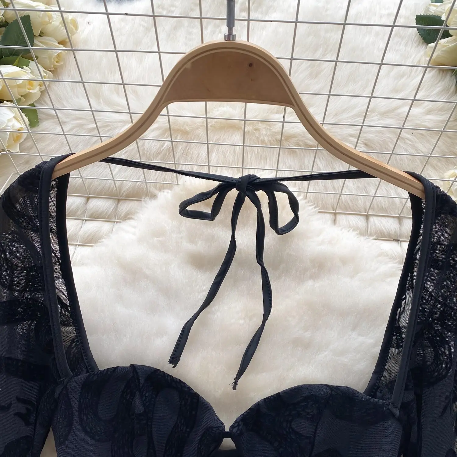 Foamlina-Vestido corto de malla con estampado a rayas para mujer, minivestido Sexy con abertura frontal, manga larga, escote cuadrado, elegante, Verano