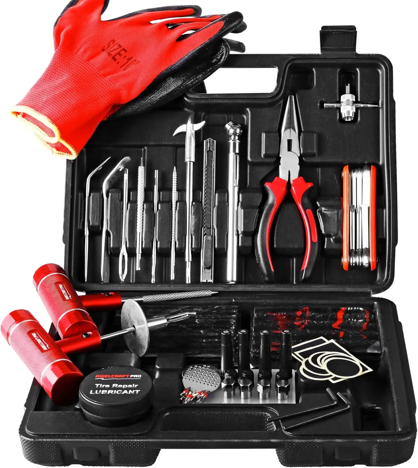 

108-Piece Heavy Duty Tire Repair Kit for Motorcycle, Car, ATV, Jeep, Truck & Tractor