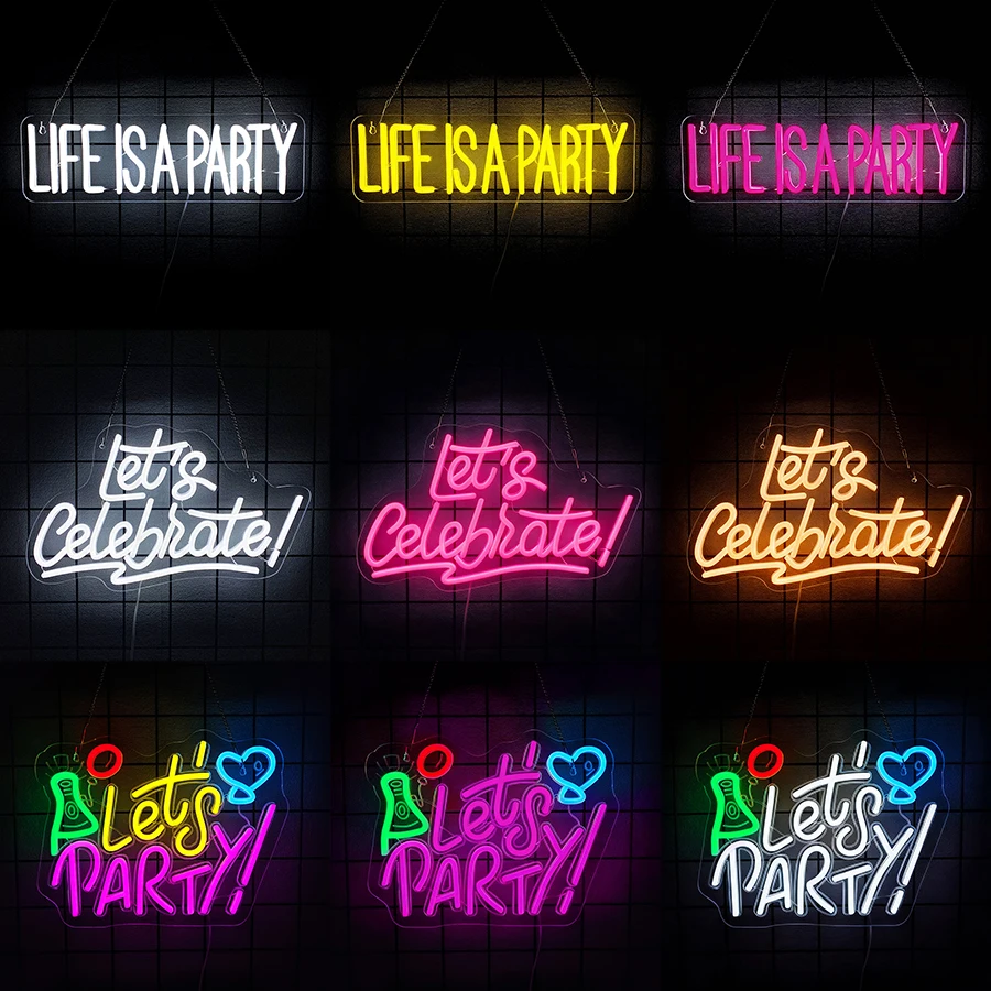 

Неоновая вывеска «Жизнь — это вечеринка» для декора комнаты, светодиодные вывески с подсветкой для украшения вечеринок, свадеб, дней рождения, девичников, декора стен баров.