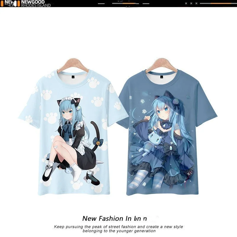 Vtuber Nekoha Shizuku Anime Short Sleeve T-Shirt Casual Sweatshirt Adult COS Full Color Plus Size Fashion Clothes