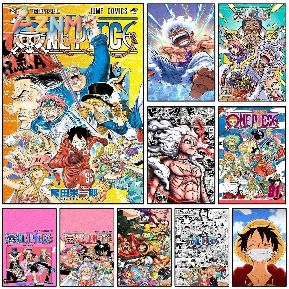 One Piece Manga Cover Luffy Gear 5 Frameless Canvas Wall Art Poster Home Bedroom Living Room Decor Art Print Wall Decoration P